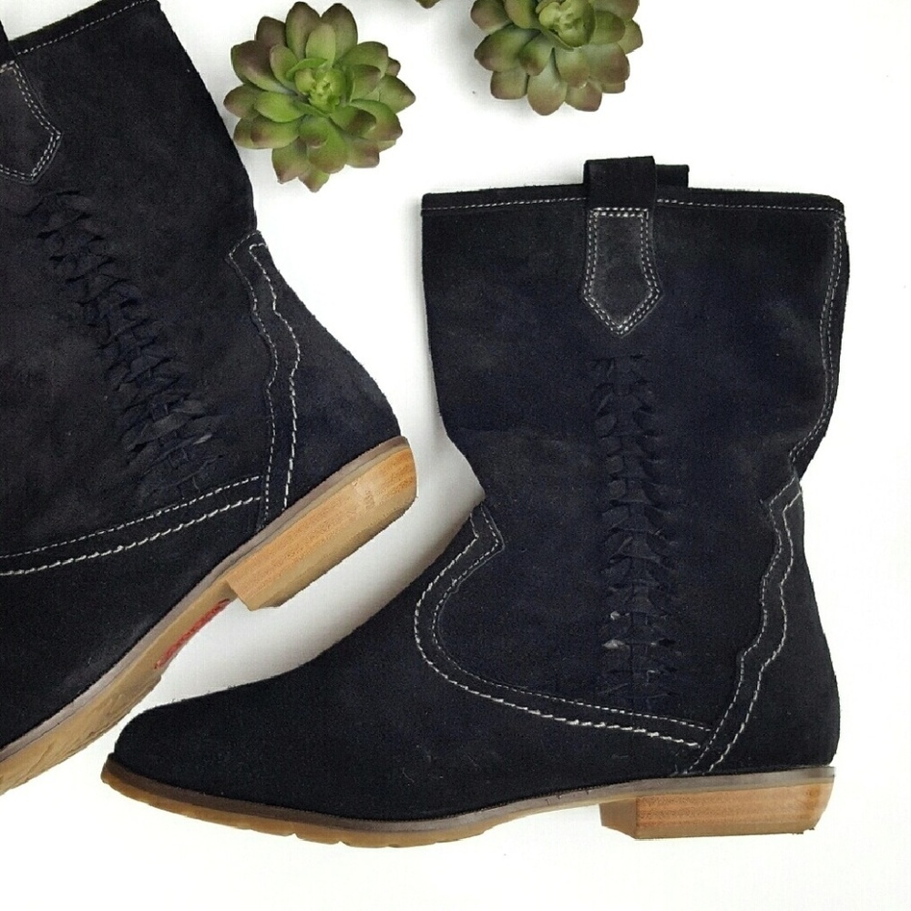 Vintage Sporto Suede Braided Booties in Black